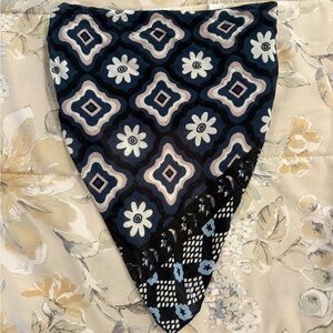 Free People Blue and Black Patterned Crop Top